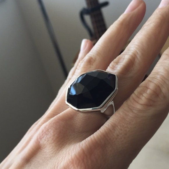 Stella & Dot | STUNNING Retired Nouvelle Black+Silver Cocktail Ring - Picture 6 of 11